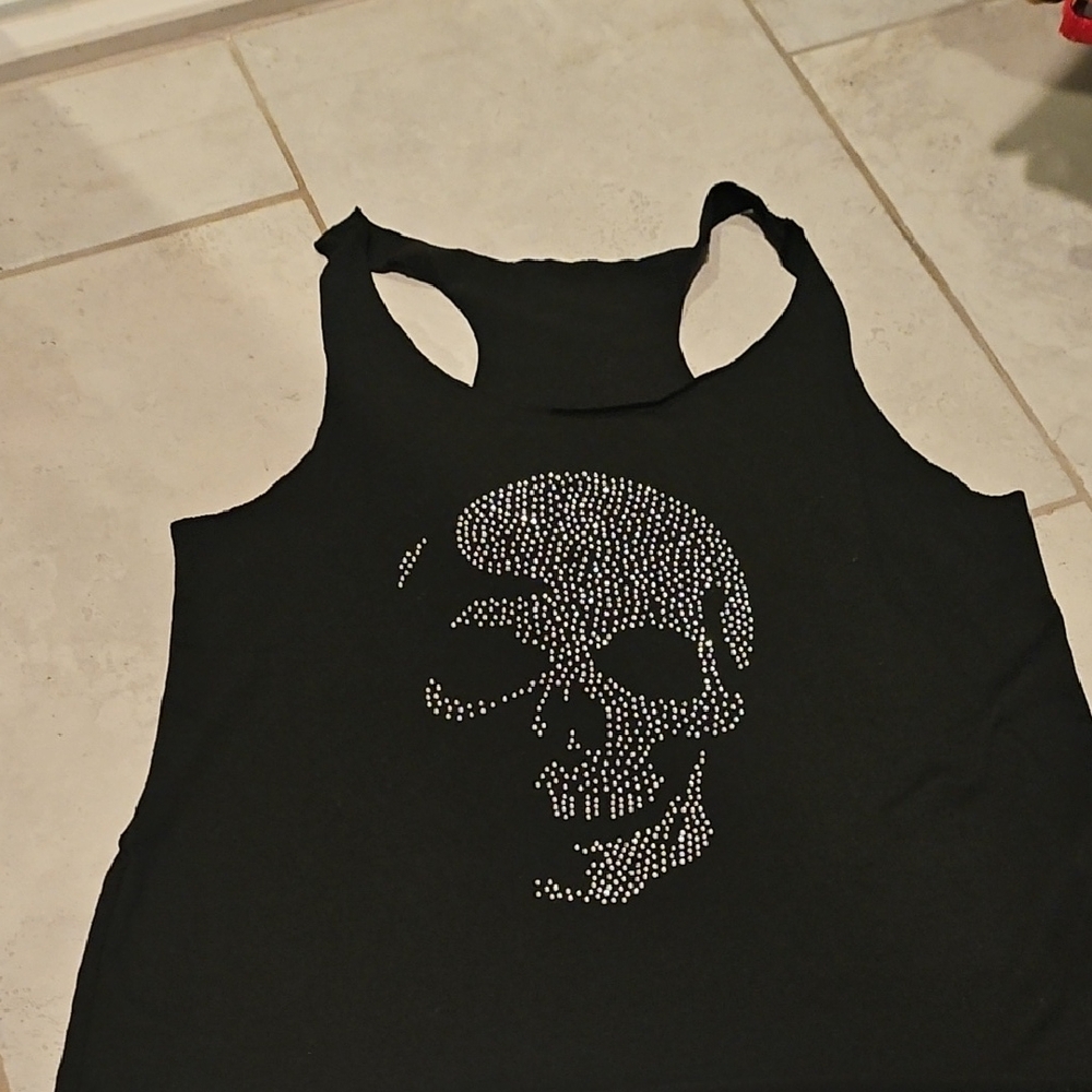 Black Tank Top with Skull Design
